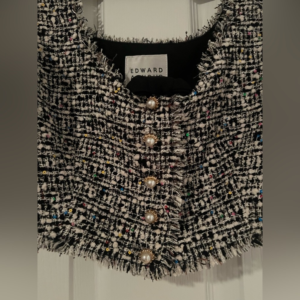 Edward Achour Paris Tweed Vest Size Small - Picture 5 of 8